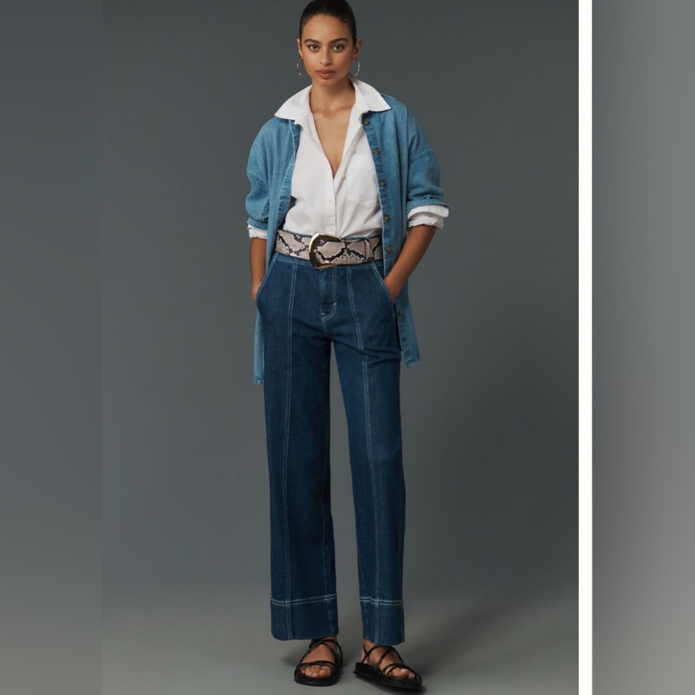 Anthropologie Pilcro Seamed High Rise Jeans Size 28P Wide Leg RARE